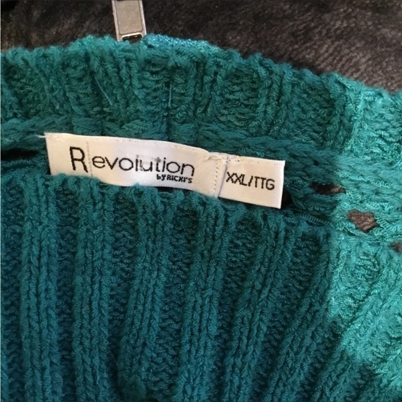 Revolution by Ricki’s open knit top Woman’s XXL short sleeve green boat … - Picture 7 of 7